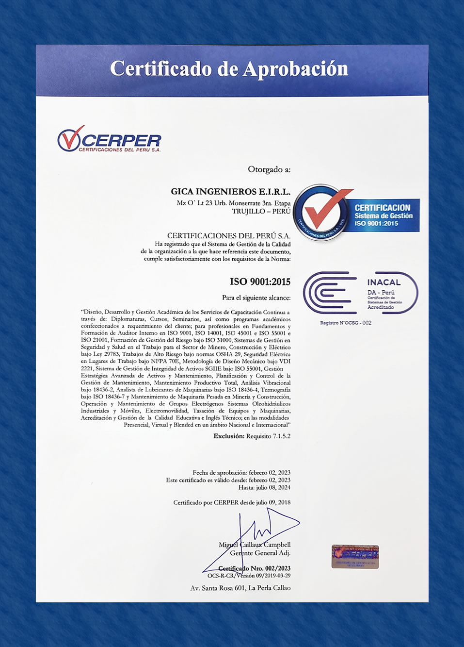 Certificacion ISO 9001